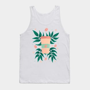 Tropical Coffee - tan and green Tank Top